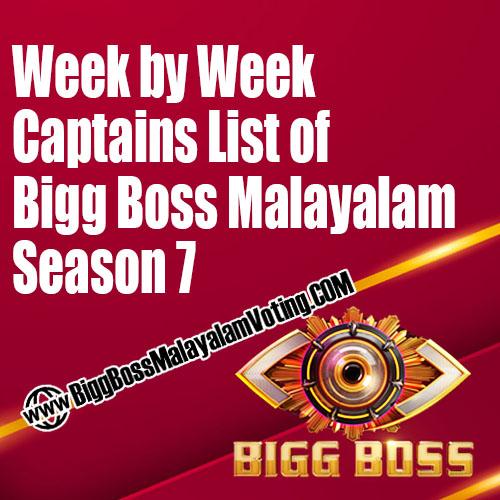 Bigg Boss 7 Malayalam Captains List